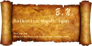 Balkovics Napóleon névjegykártya